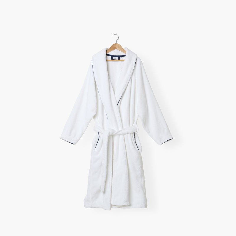 Peignoir mixte Sasha Blanc et marine coton